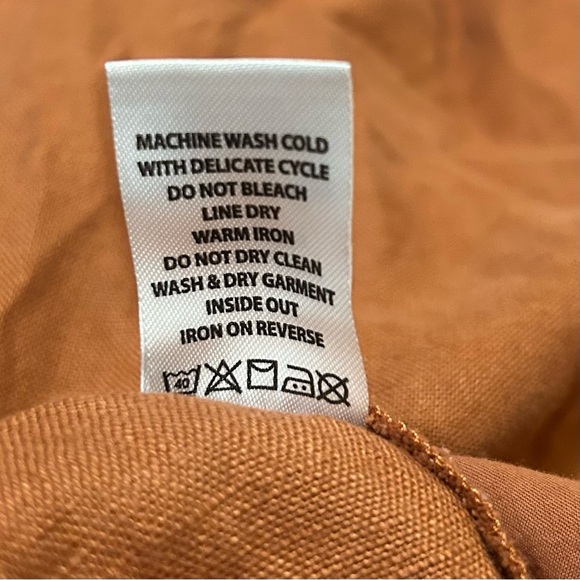 Spartina 449 Linen Pants S Brown Rylene Wide Leg Palazzo Floral Embroidered - Picture 8 of 8